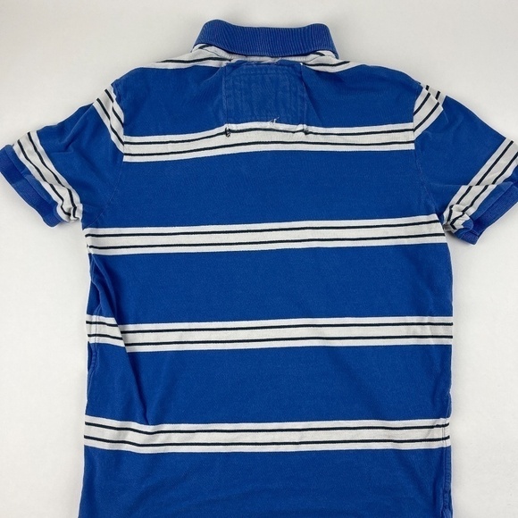 Abercrombie & Fitch Polo Boys Medium Muscle Blue Striped Short Sleeve - Picture 10 of 10